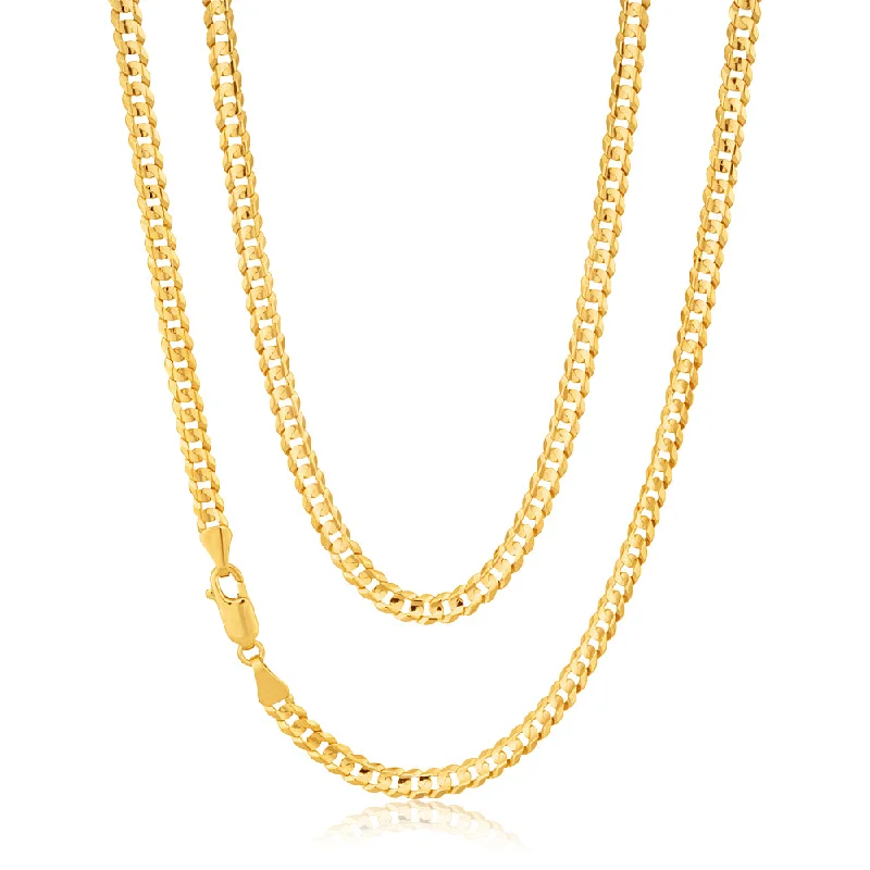 Women’s sterling silver necklaces-9ct Yellow Gold Curb Chain 50cm 90 Gauge