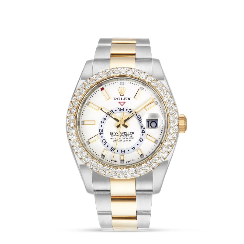 Women’s affordable diamond engagement rings-Rolex Skydweller 42mm with Diamond bezel