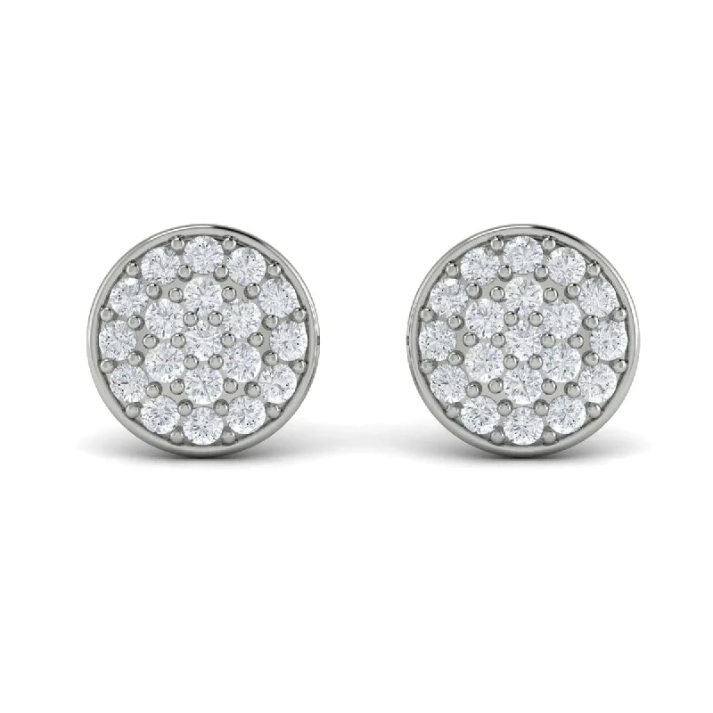 Women’s double drop earrings-Diamond Disc Stud Earrings