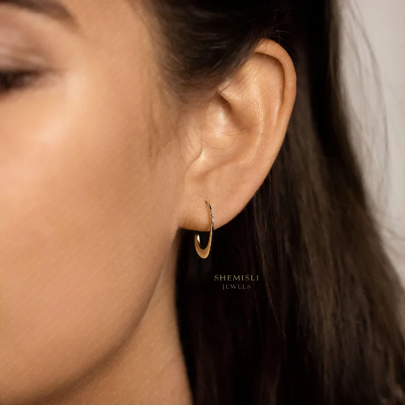 Women’s chic earrings-Thin C Shape Stud Earrings, Unisex, Gold, Silver - SS452 NOBKG