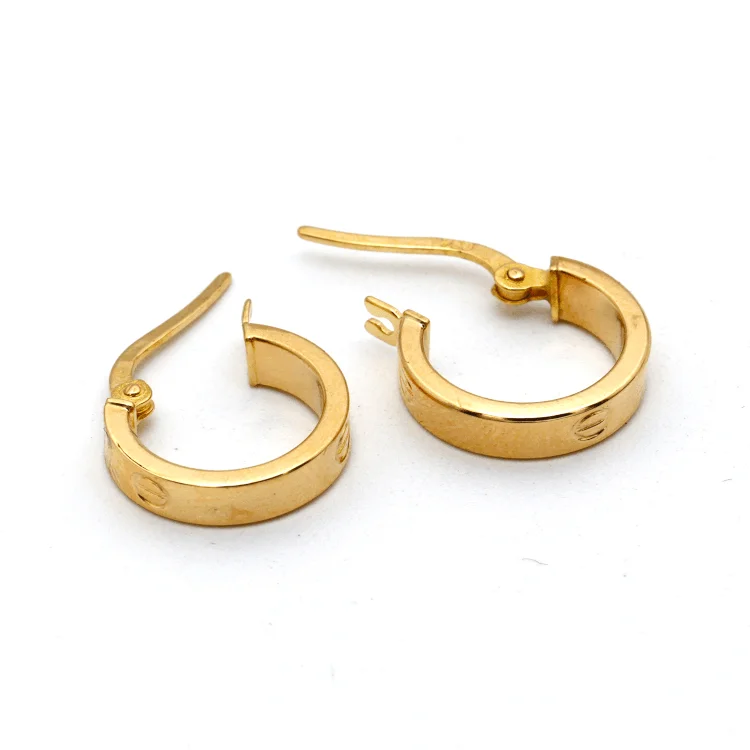 Women’s gold earrings-Real Gold Round Small Clip Earring Set GZJCT5853/10 E1744