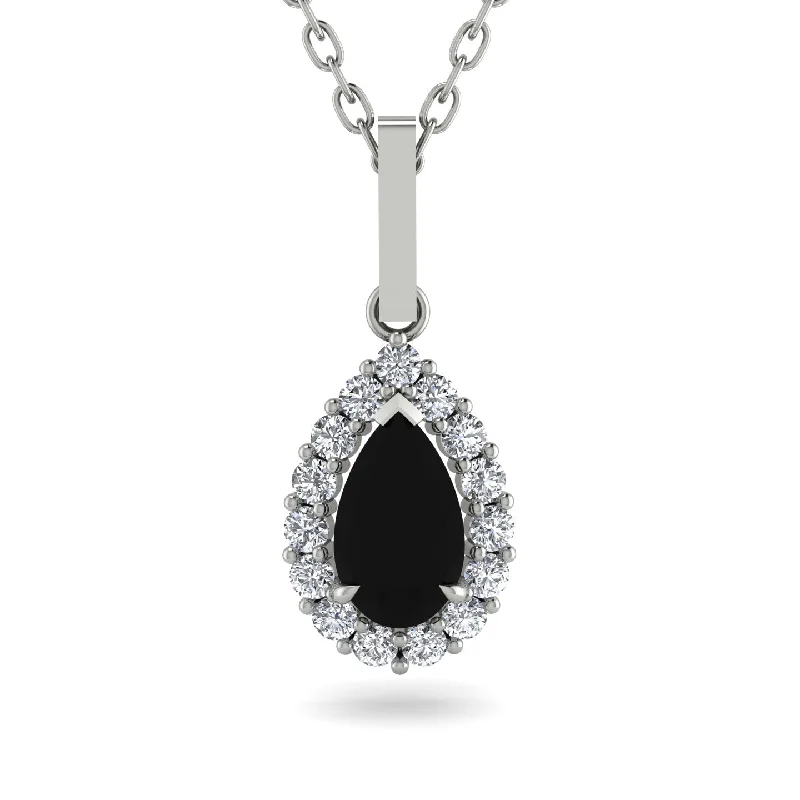 Women’s bar necklaces-Black Diamond Tear Of Eternity Pendant - Jolene No. 9