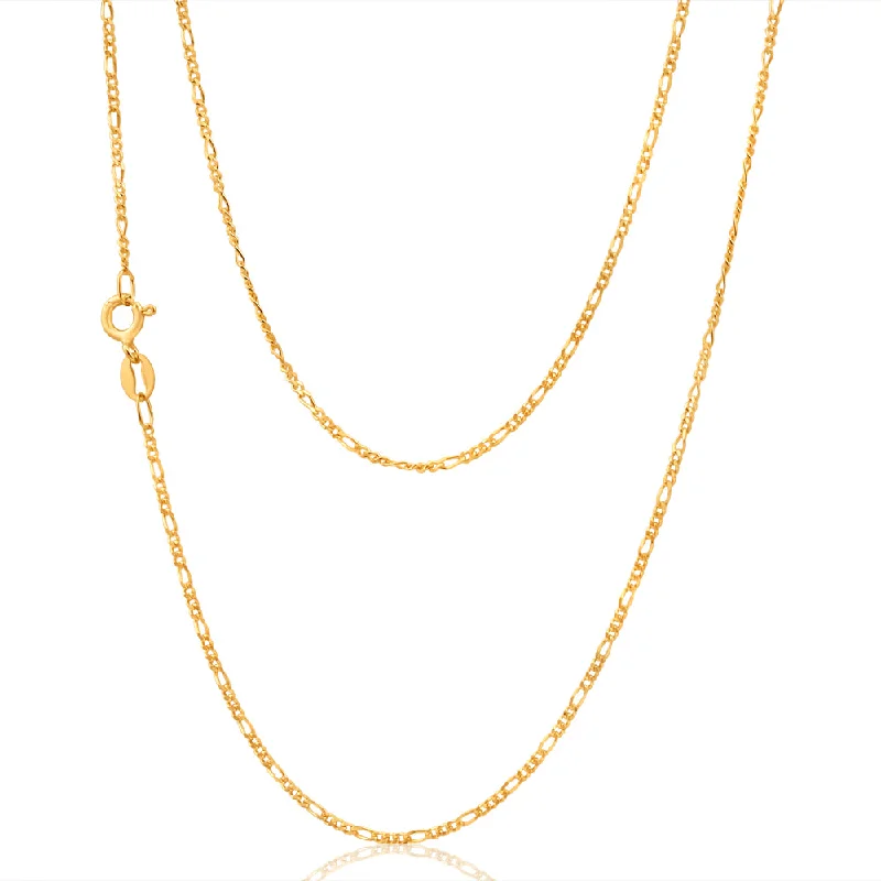 Women’s luxury necklaces-9ct Yellow Solid Gold Figaro 1:3 Dicut 40cm Chain 40Gauge