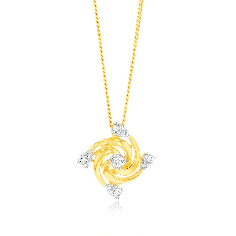 Women’s delicate gold necklaces-Luminesce Lab Grown 9ct Yellow Gold  0.15 Carat Diamond Pendant