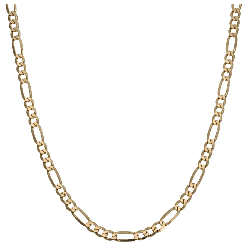 Women’s personalized nameplate necklaces-9ct Gold Figaro Chain 26"