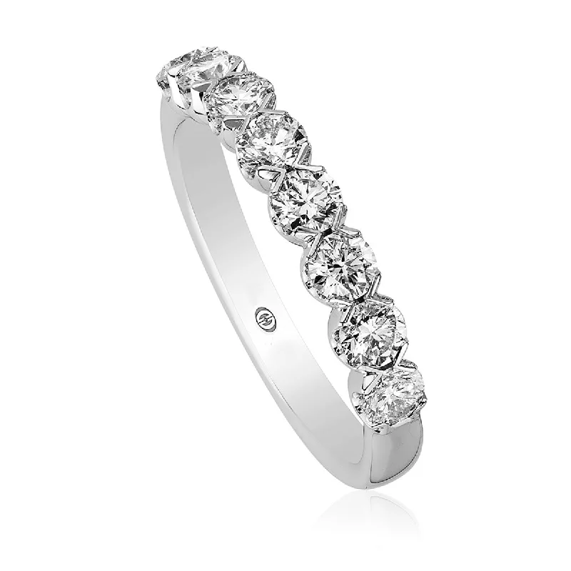 Women’s classic engagement rings-0.88ct Diamond Partway Band in 14K White Gold, Size 6.5