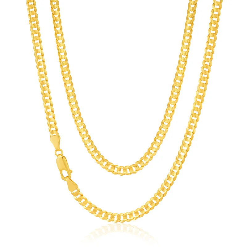 Women’s heart necklaces-9ct Yellow Gold Curb Chain 45cm 90 Gauge