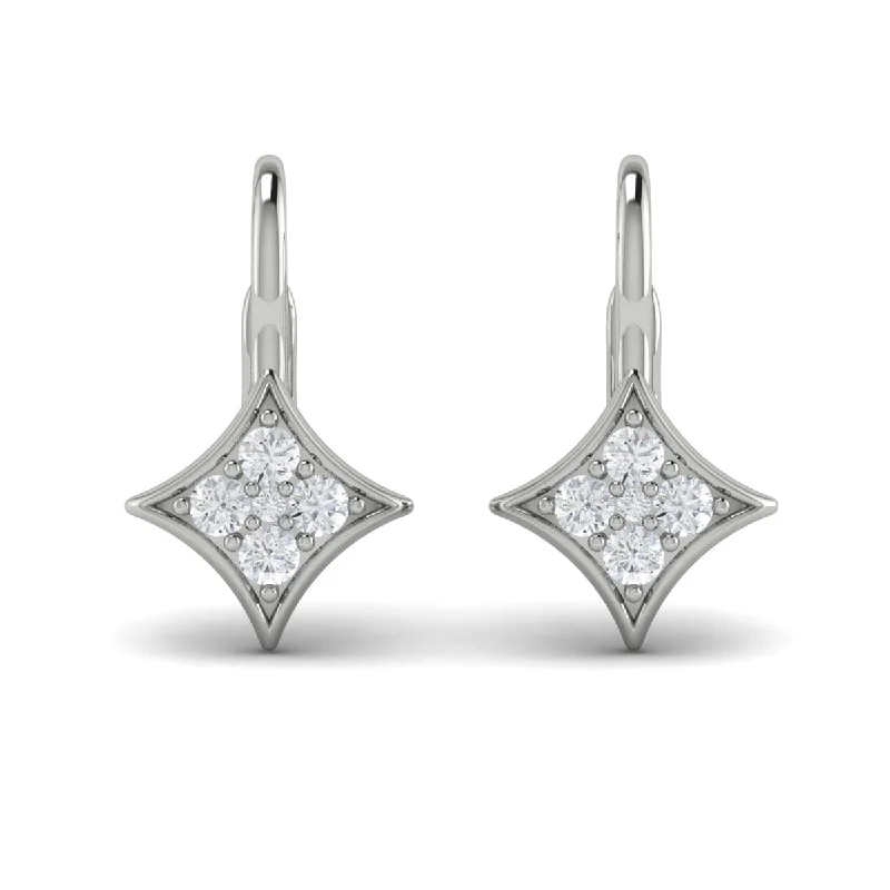 Women’s pearl earrings-Diamond Vlora Star Channel Set Huggie Earrings