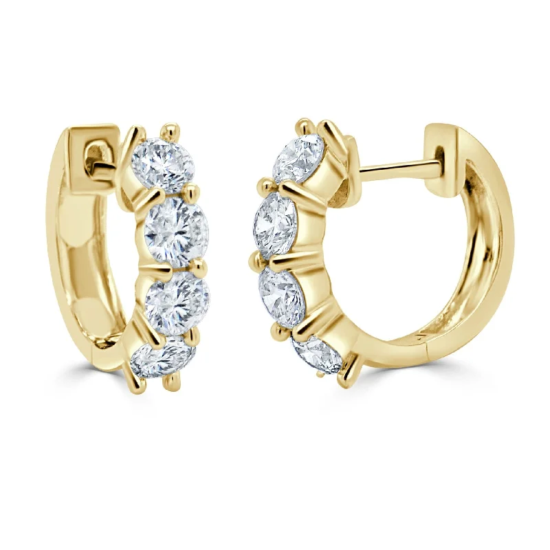 Women’s cute stud earrings-14k Gold & Diamond Huggie Earrings