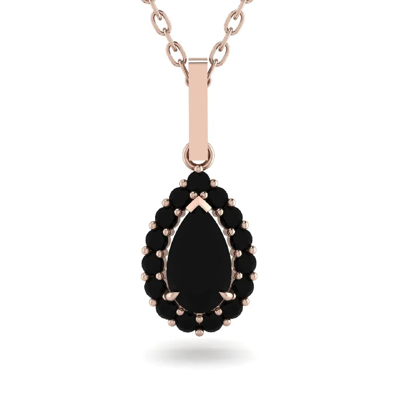 Women’s vintage statement necklaces-Black Diamond Tear Of Eternity Pendant - Jolene No. 38