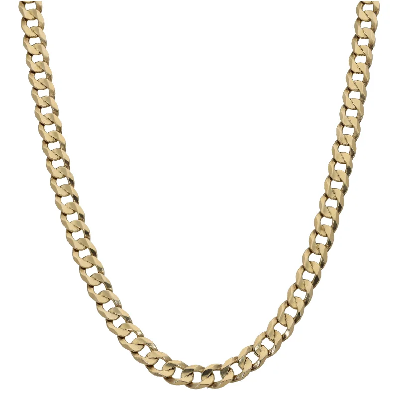 Women’s simple gold necklaces-9ct Gold Curb Chain 18"