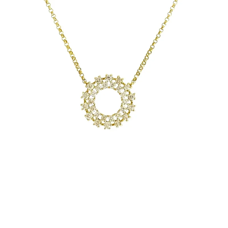 Women’s gold necklaces-Yellow Gold Diamond Open Circle Pendant