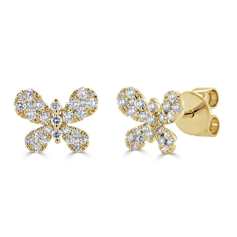 Women’s holiday earrings-14k Gold & Diamond Butterfly Stud Earrings