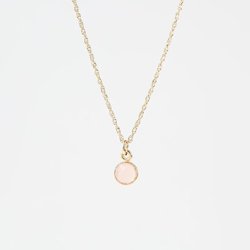 Women’s gold chain necklaces-14k Gold Filled Chain with 6mm Bezel-Set Rose Quartz