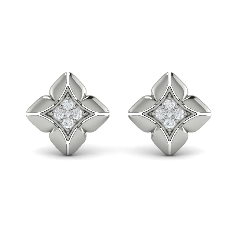 Women’s chic earrings-Diamond Cluster Floral Vlora Star Motif Stud Earrings