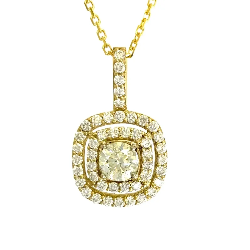 Women’s geometric necklaces-Yellow Gold Diamond Pendant