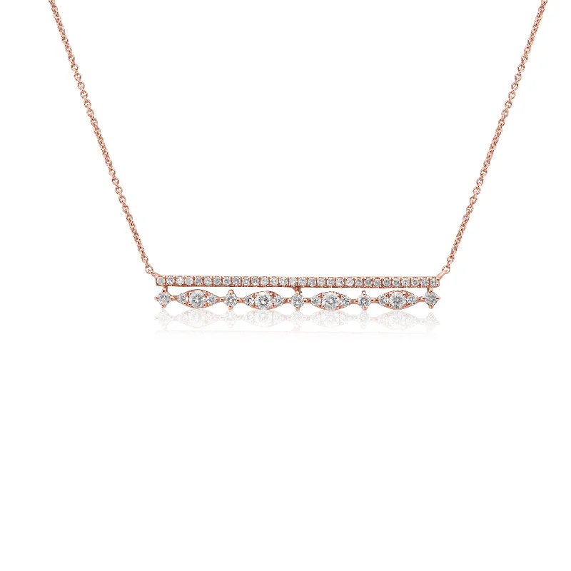 Women’s charm necklaces-14k Rose Gold Diamond Bar Pendant