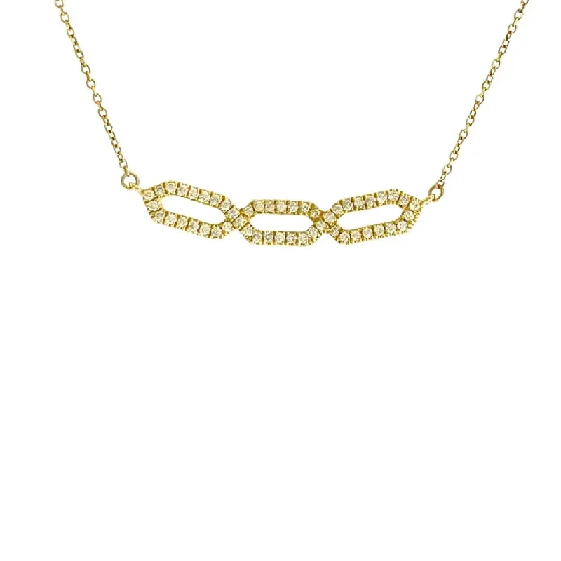 Women’s pearl necklaces-Yellow Gold Diamond Link Pendant