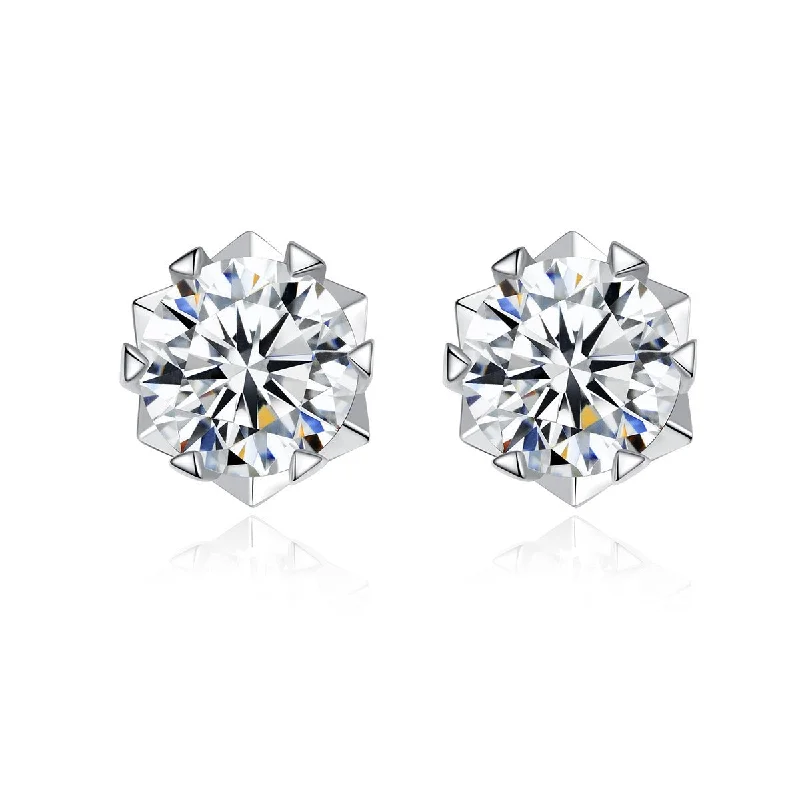 Women’s double hoop earrings-1 Carat Round Snowflake Diamond Earrings | S925 | Moissanite