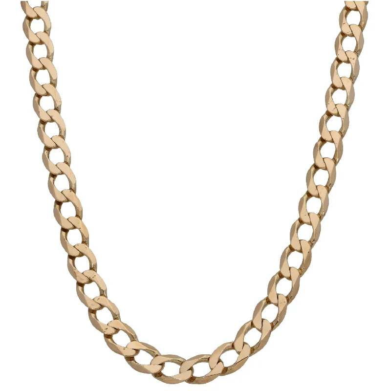 Women’s dainty chain necklaces-9ct Gold Curb Chain 28"