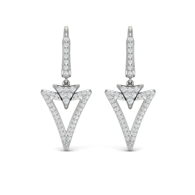 Women’s gemstone hoop earrings-Diamond Open Double Trinity Huggie Earrings