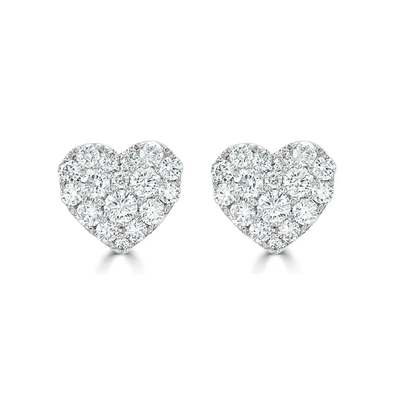 Women’s classy earrings-14k Gold & Diamond Heart Stud Earrings