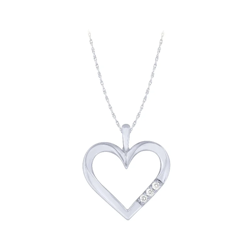 Women’s layered pendant necklaces-Sterling Silver 0.04Ctw Diamond Heart Pendant