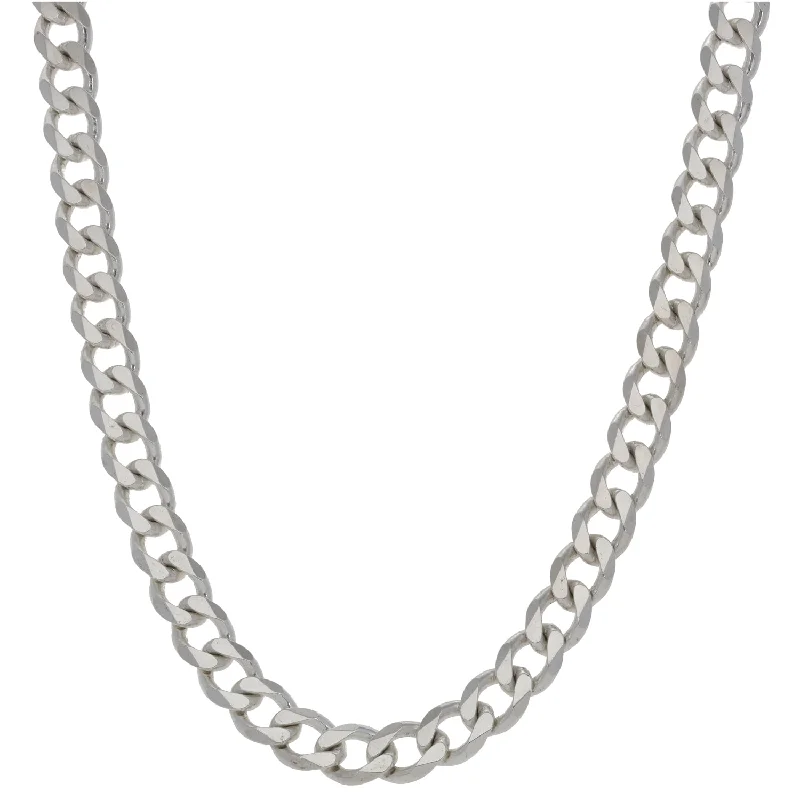 Women’s ruby necklaces-Silver Sterling Curb Chain 22"