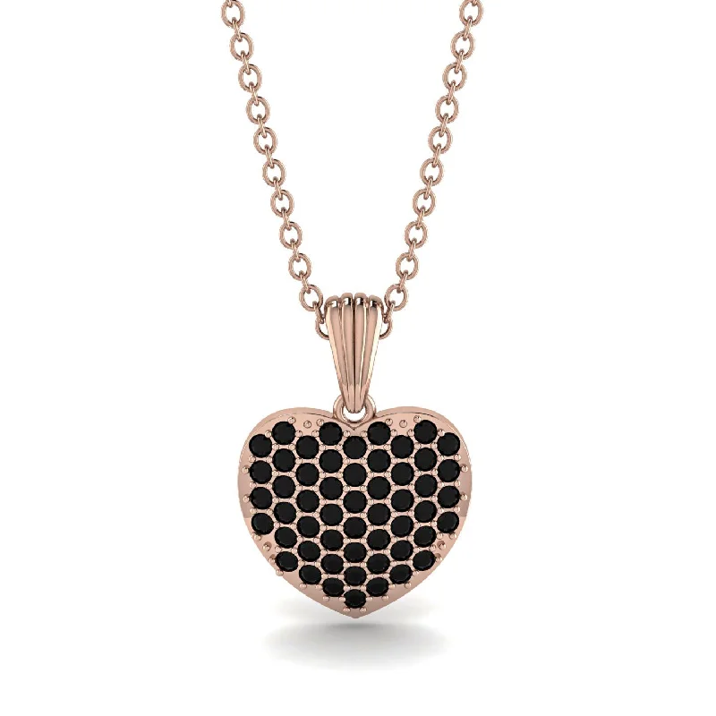 Women’s gemstone heart necklaces-Black Diamond Pave Heart Pendant - Yasmin No. 8