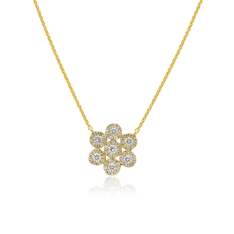 Women’s heart-shaped necklaces-14k Gold Diamond Cluster Pendant