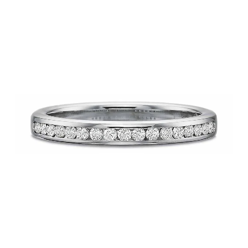 Women’s affordable engagement rings-Platinum Petite FlushFit Full Round Diamond Channel Set Eternity Band