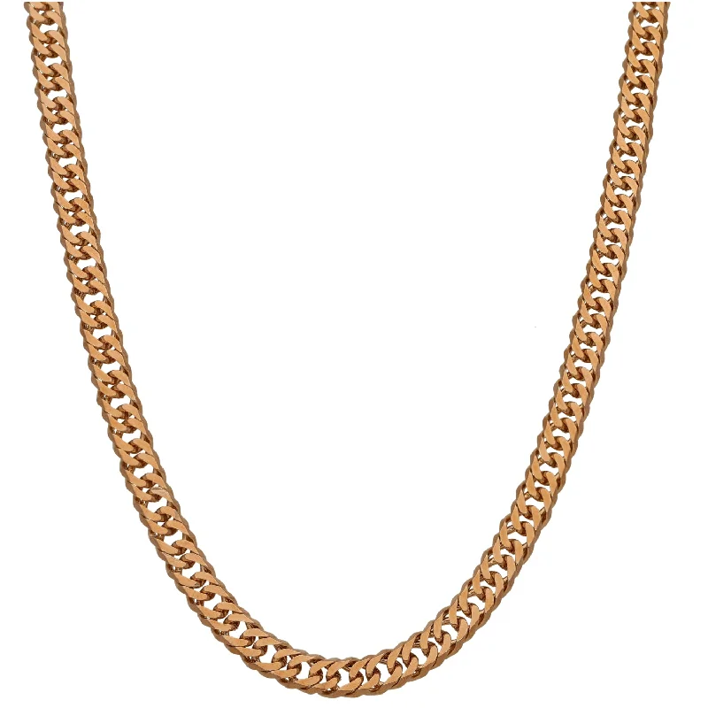 Women’s modern chain necklaces-9ct Gold Double Curb Chain 24"