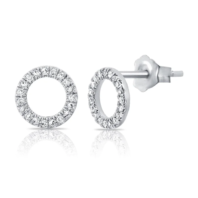 Women’s colored crystal earrings-14k Gold & Diamond Open Circle Stud Earrings