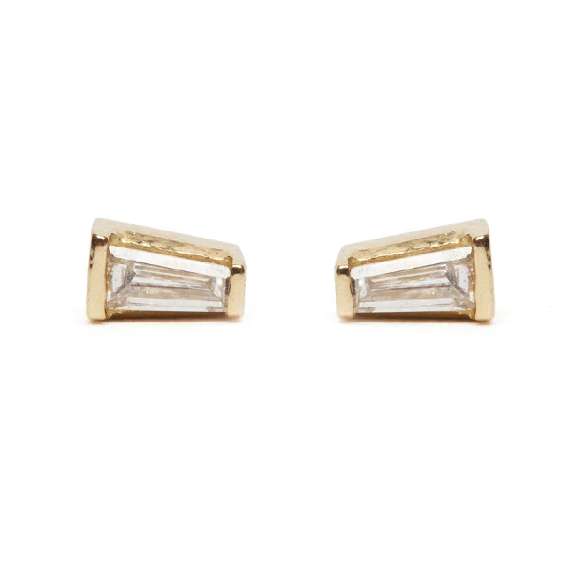 Women’s gemstone hoop earrings-Tapered Baguette Diamond Stud Earrings