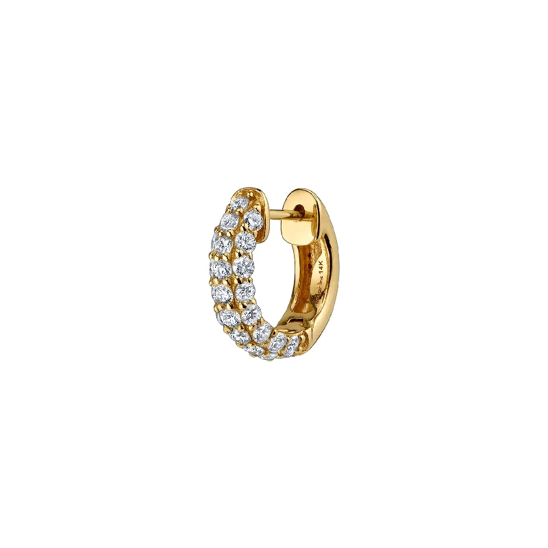 Women’s bridal earrings-Pavé Wide Hoop #4 - White Diamond / 14k Yellow Gold