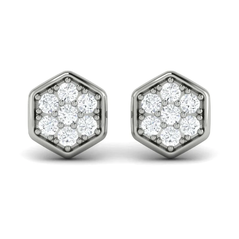 Women’s unique earrings-Diamond Cluster Honeycomb Stud Earrings