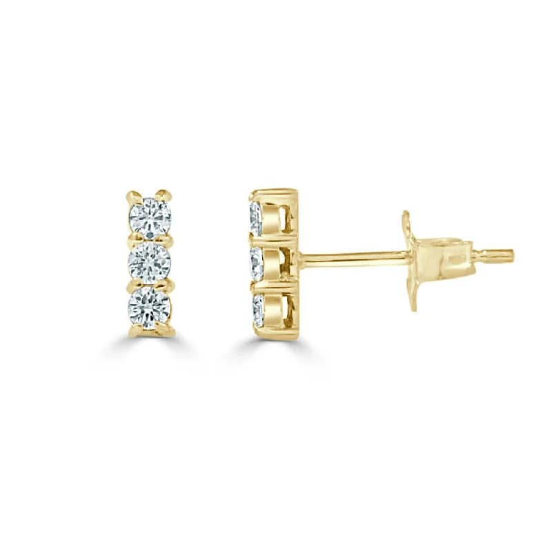 Women’s diamond earrings-14k Gold & Diamond Bar Stud Earrings