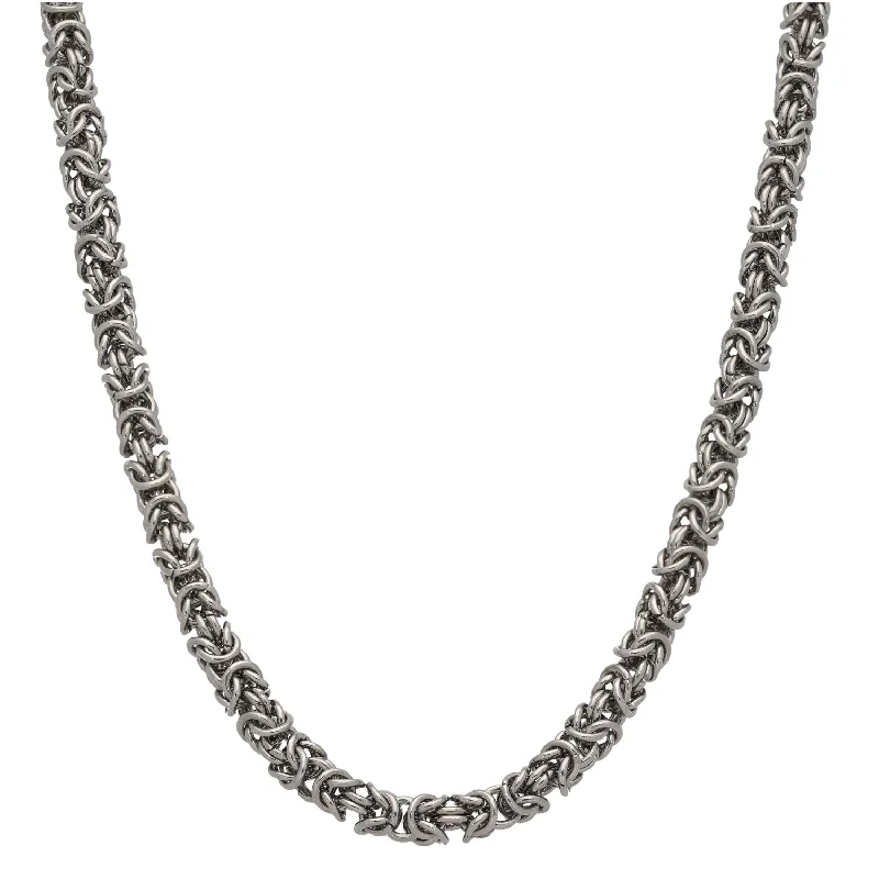 Women’s gold necklaces-9ct White Gold Byzantine Chain 22"