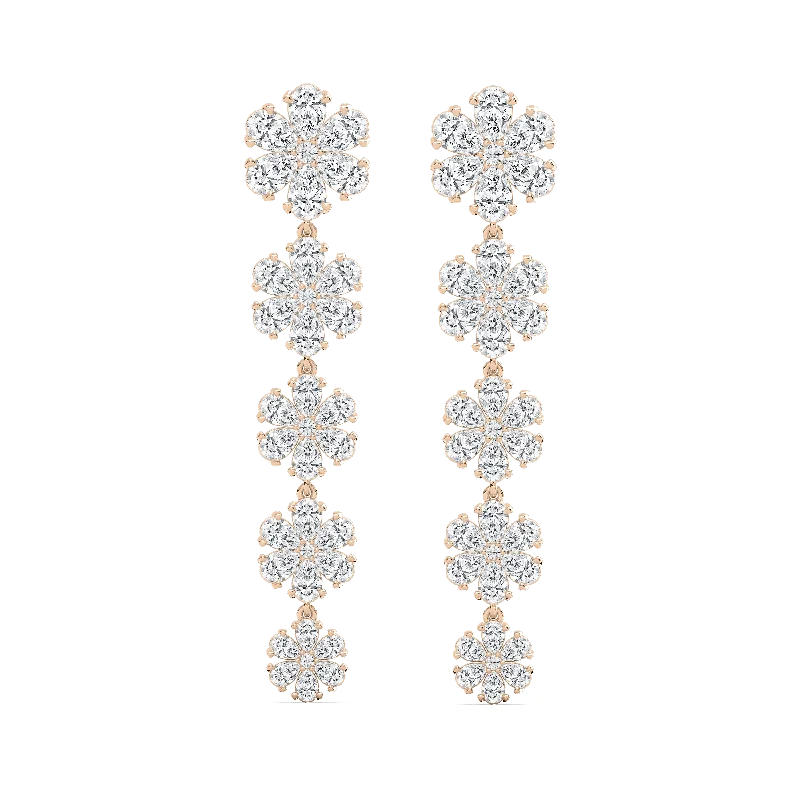 Women’s gemstone chandelier earrings-Graduated Snowflake Drop Earrings