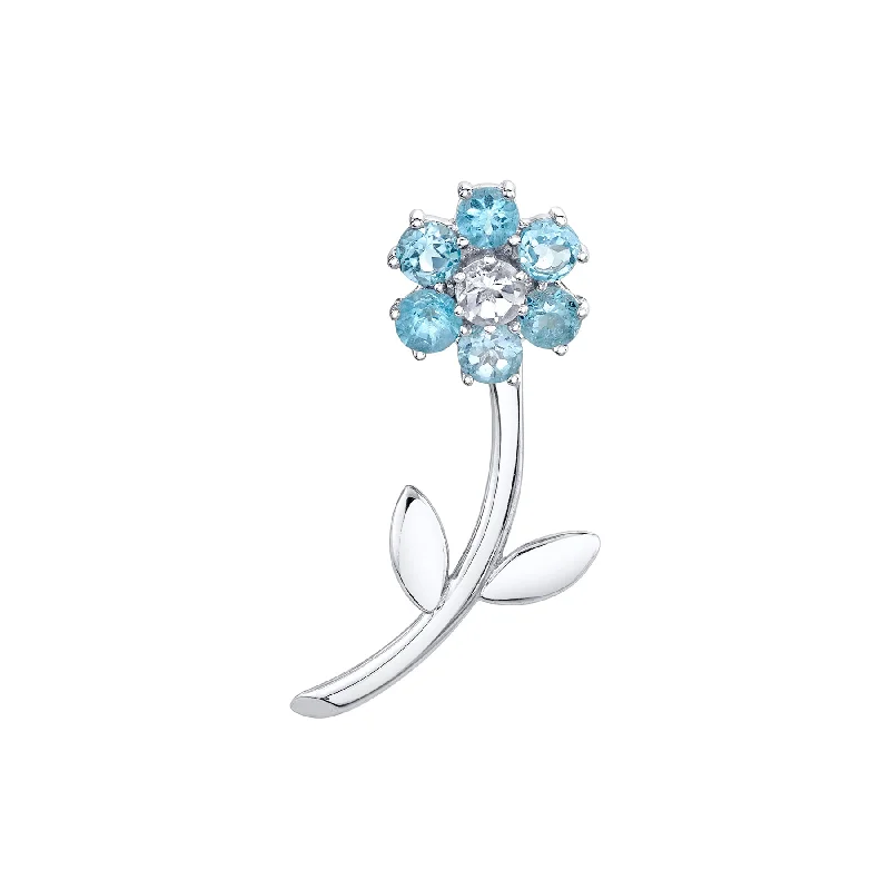 Women’s fine jewelry earrings-Teddy Flower Earring - Blue Topaz / Sterling Silver