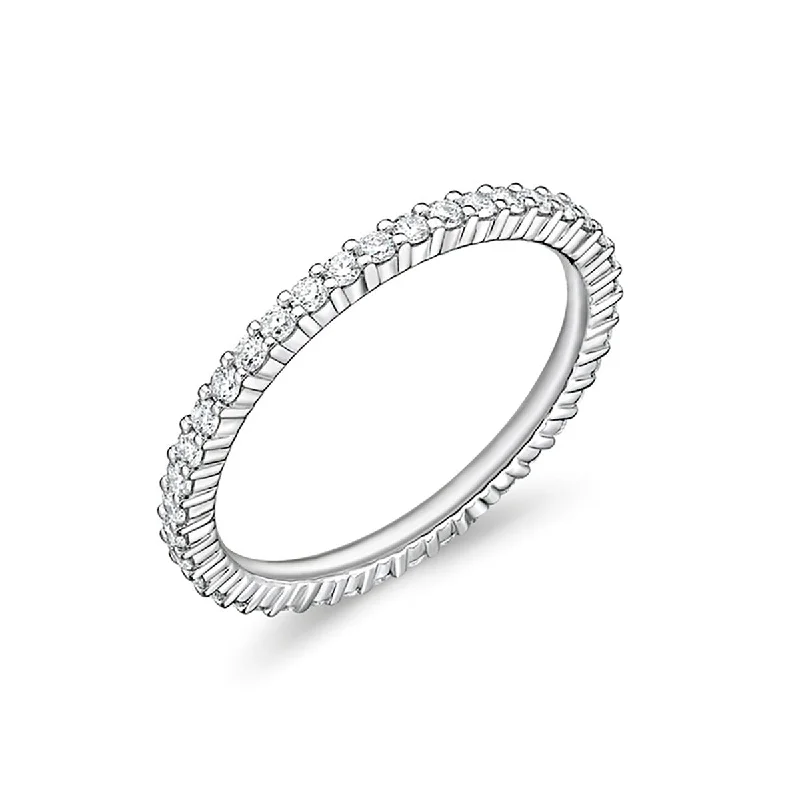 Women’s solitaire engagement rings-Petite Prong Diamond Eternity Band