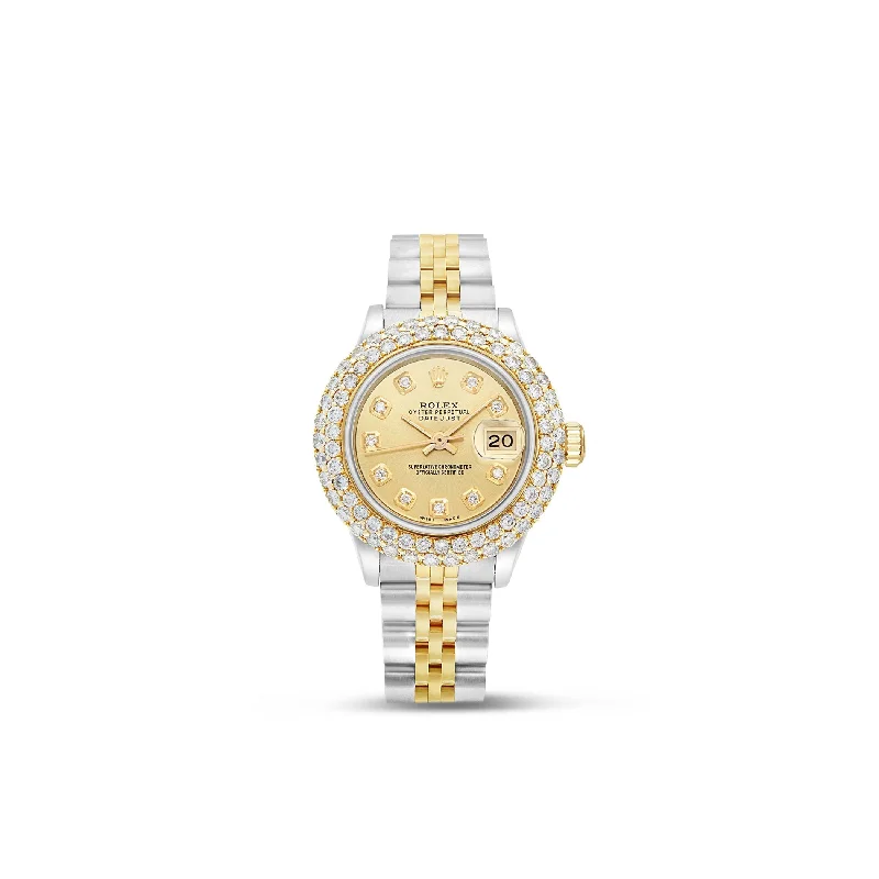 Women’s vintage engagement rings with diamonds-Women's Rolex DateJust 26mm Two Tone Jubilee with Diamond Bezel