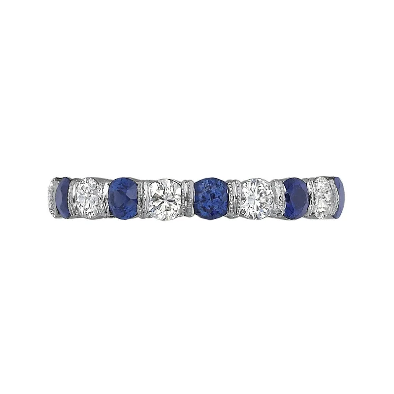 Women’s stackable engagement rings-Sapphire and Diamond Eternity Band