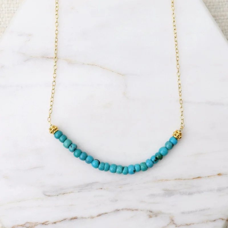 Women’s zodiac necklaces-Gold Filled Chain with Gemstone Arc - Turquoise