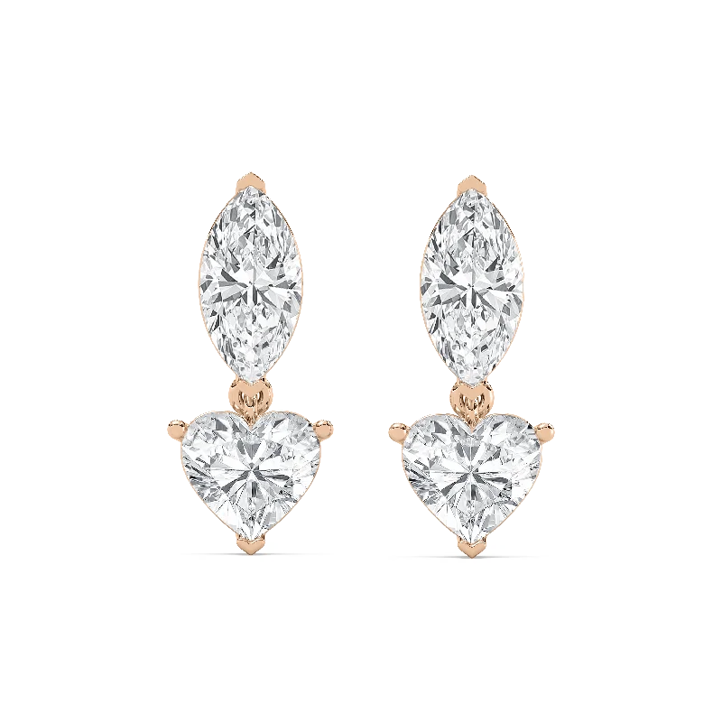 Women’s delicate earrings-Marquise Heart Drop Earrings