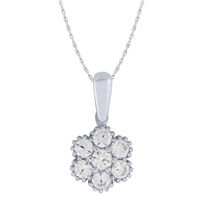 Women’s luxury pendant necklaces-14K White Gold 1/4Ctw Diamond Floral Pendant