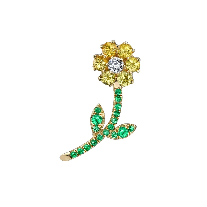 Women’s dangly earrings-Goldie Flower Earring - Yellow Sapphire / 14k Yellow Gold