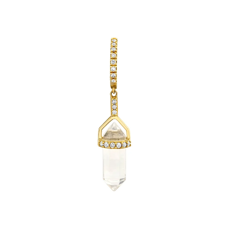 Women’s elegant earrings-Diamond Prism Medium Huggie - White Diamond and Rock Crystal / 14k Yellow Gold