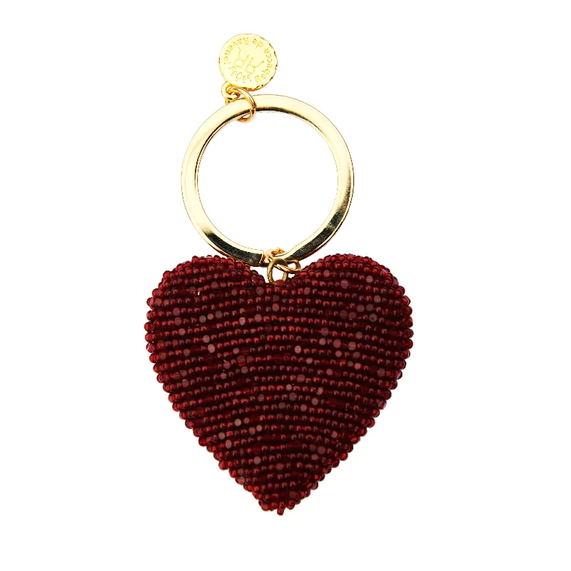 Women’s custom necklaces-Cora Keychain - Beaded burgundy