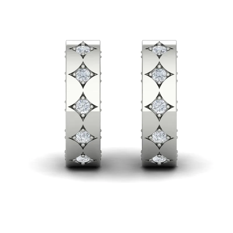 Women’s luxurious drop earrings-Diamond Vlora Star Motif Huggie Hoop Earrings